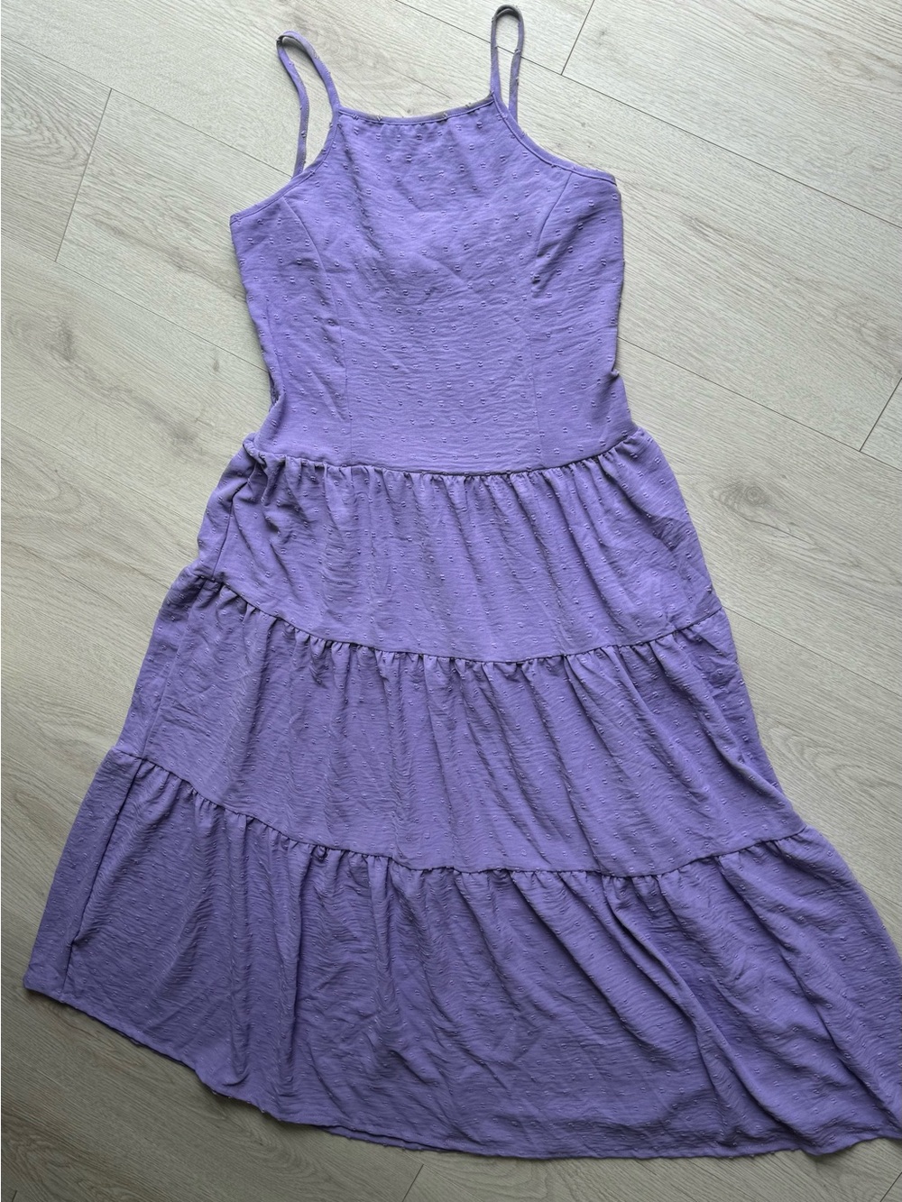 Senina, Lilac Tiered Linen blend Maxi Dress with Spaghetti Straps